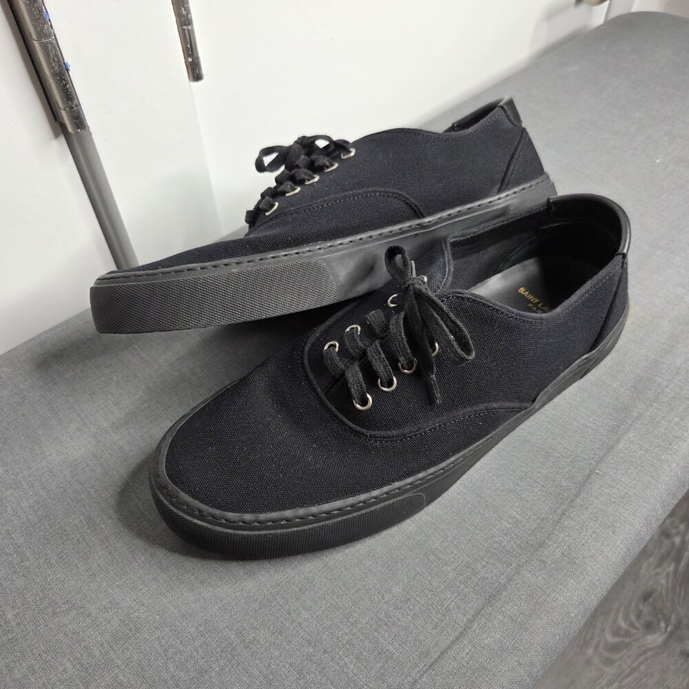 Saint Laurent - Men's Venice Black Canvas Low Top Sneakers - NWOT Size EU45 - Picture 7 of 12